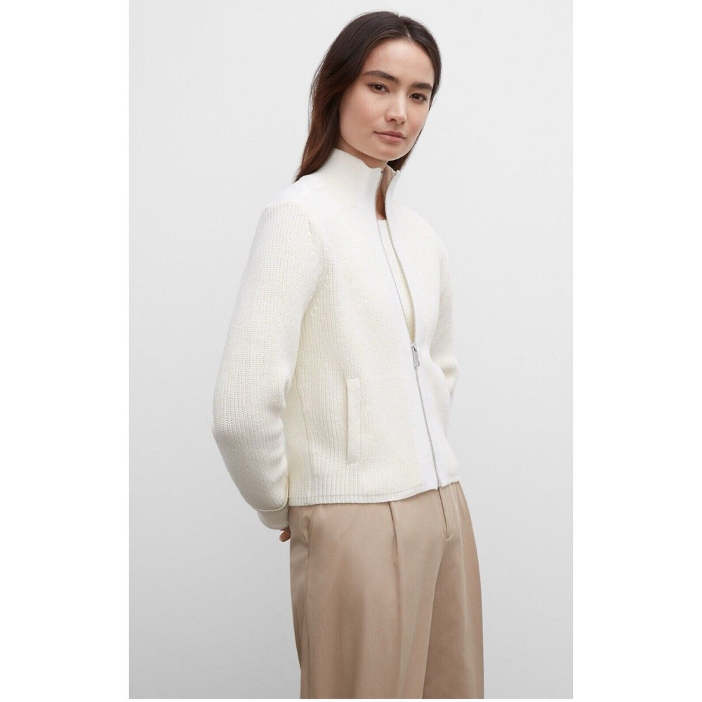 Club Monaco Ribbed Bomber Sweater Womens XL Chunky Knit‎ Full Zip